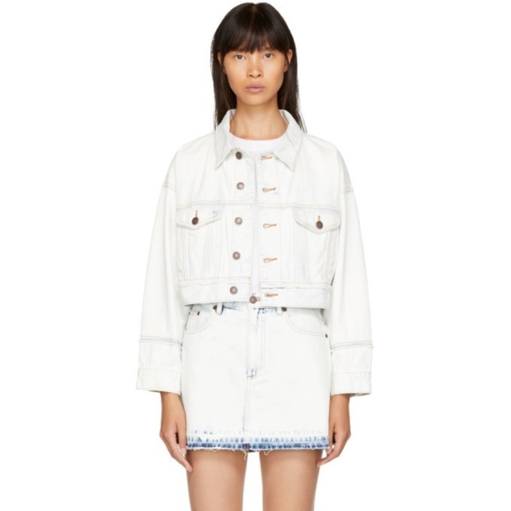MARC Jacobs Bleached Indigo Oversized Cropped Denim Jacket Size Medium